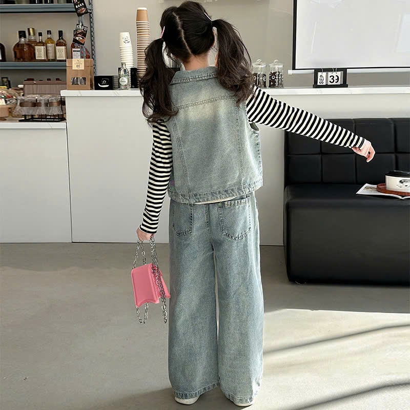Set jean paris 3 chi tiết cho bé gái size đại BEESHOP D25009