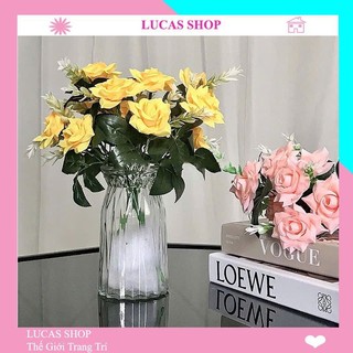 Cụm Hoa Hồng Cánh Xoắn 30cm 7 Nhánh (Kèm Lá)  Decor Nhà Cửa, Trang Trí Chụp Ảnh