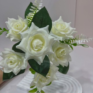 Cụm Hoa Hồng Cánh Xoắn 30cm 7 Nhánh (Kèm Lá)  Decor Nhà Cửa, Trang Trí Chụp Ảnh