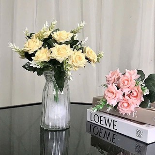 Cụm Hoa Hồng Cánh Xoắn 30cm 7 Nhánh (Kèm Lá)  Decor Nhà Cửa, Trang Trí Chụp Ảnh