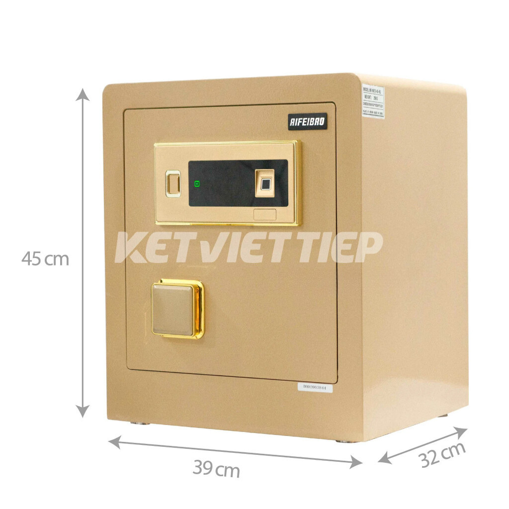 Két Sắt Vân Tay Điện Tử Aifeibao màu vàng gold bọc da cao cấp chống trộm vượt trội
