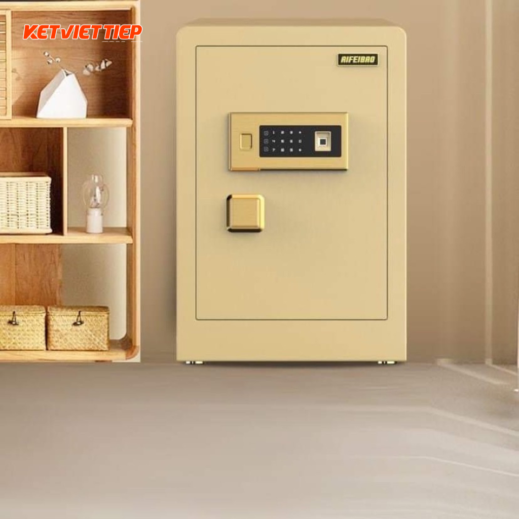 Két Sắt Vân Tay Điện Tử Aifeibao màu vàng gold bọc da cao cấp chống trộm vượt trội