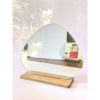 Gương để bàn trang điểm đế gỗ hình hạt đậu, đám mây decor xinh xắn
