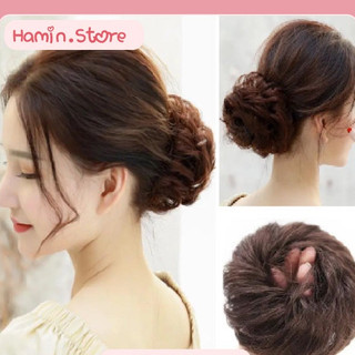 Búi tóc giả xoăn cao cấp-Búi buộc xoăn to rối thời trang HaminStore