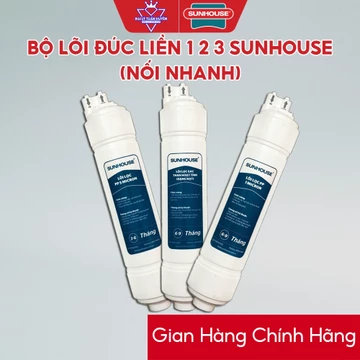 Bộ lõi lọc nước 123 đúc liền nối nhanh Sunhouse chính hãng, dùng cho cây nước nóng lạnh model SHA76214CK-S, SHA76215CK