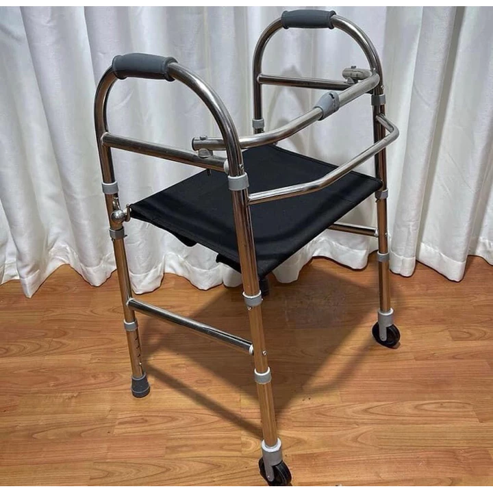 Giao hỏa tốc khung tập đi có ghế ngồi-Khung tập đi cho người già,tai biến-Khung tập đi inox