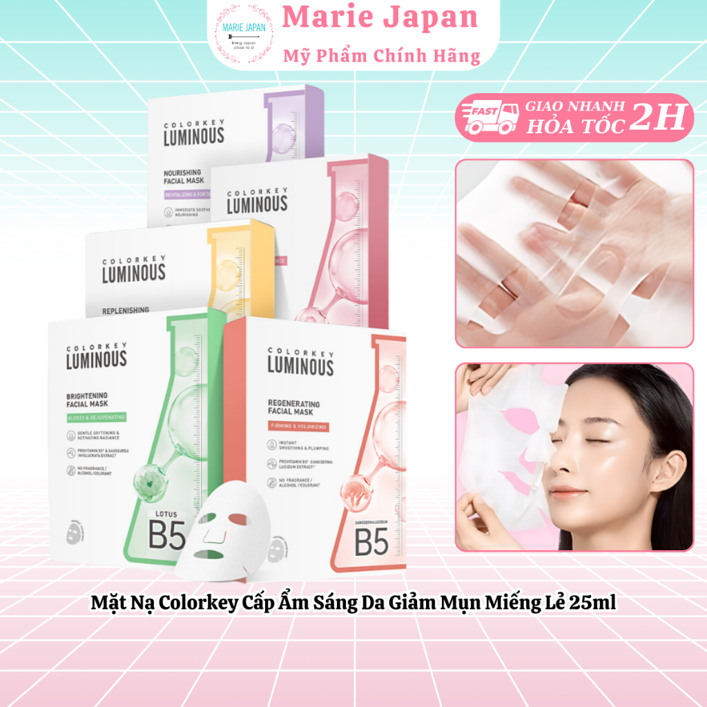 Mặt Nạ Colorkey Luminous Facial Mask Cấp Ẩm Sáng Da Giảm Mụn Miếng Lẻ ...
