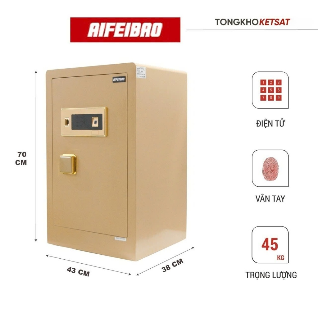 [CHÍNH HÃNG] Két Sắt Aifeibao Safe Thông Minh HK-MD-BL Vân Tay Điện Tử An Toàn Chính Hãng (Miễn Phí Vận Chuyển Toàn Q