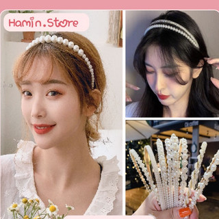Băng đô đeo tóc đính ngọc trai giả Hàn Quốc hottrend sang trọng-Bờm cài tóc ngọc trai HaminStore