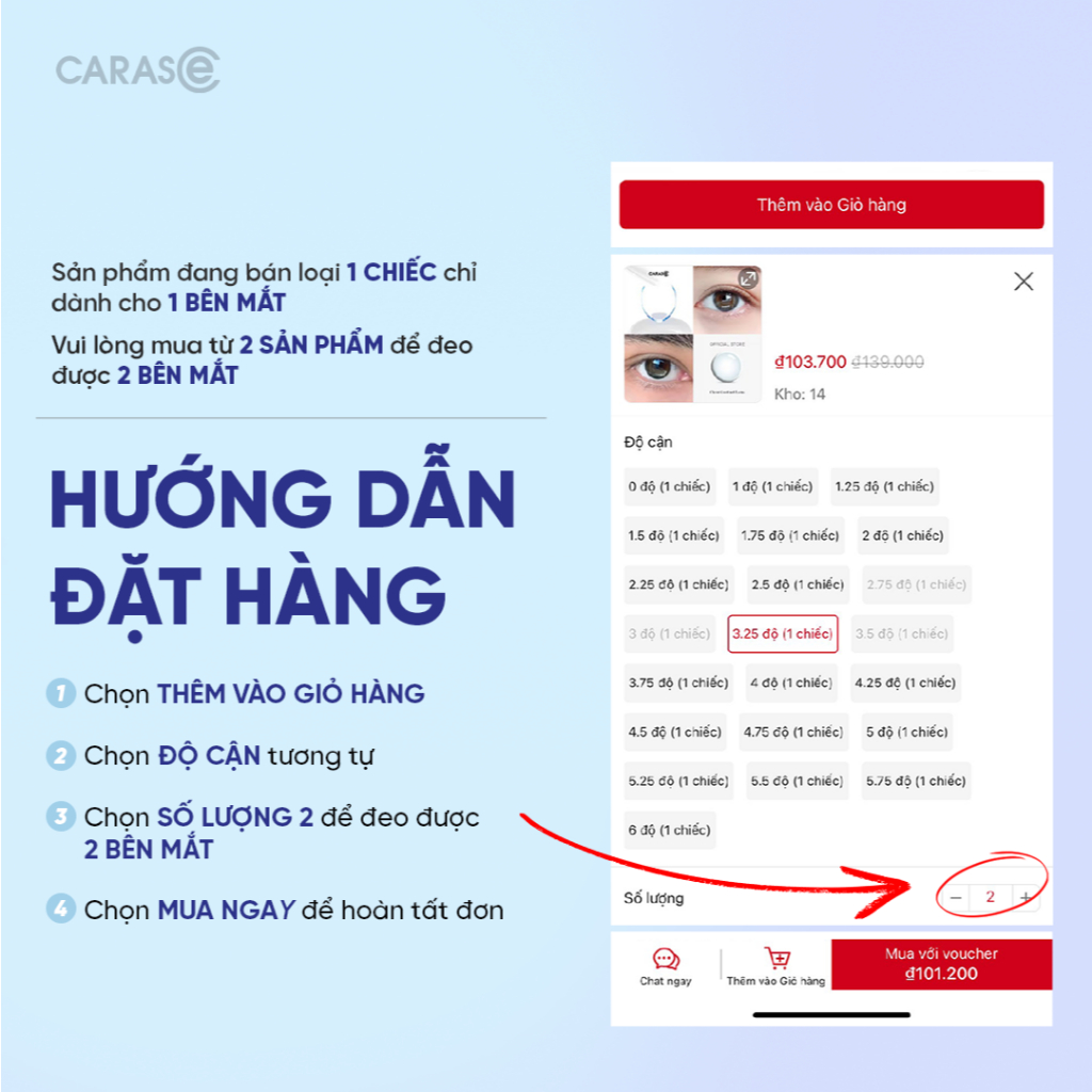 [1 chiếc] Kính áp tròng khoá ẩm 12H 1 Tháng Màu Nâu Sữa CARASE, Lens cận SS HA BROWN