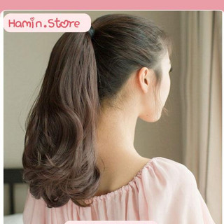 Tóc cột xoăn ngắn tư nhiên- Tóc giả đuôi ngựa xoăn dài 35cm Hamin