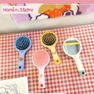 Lược chải tóc giả cute chải tóc giả suôn mượt có gương đằng sau Hamin