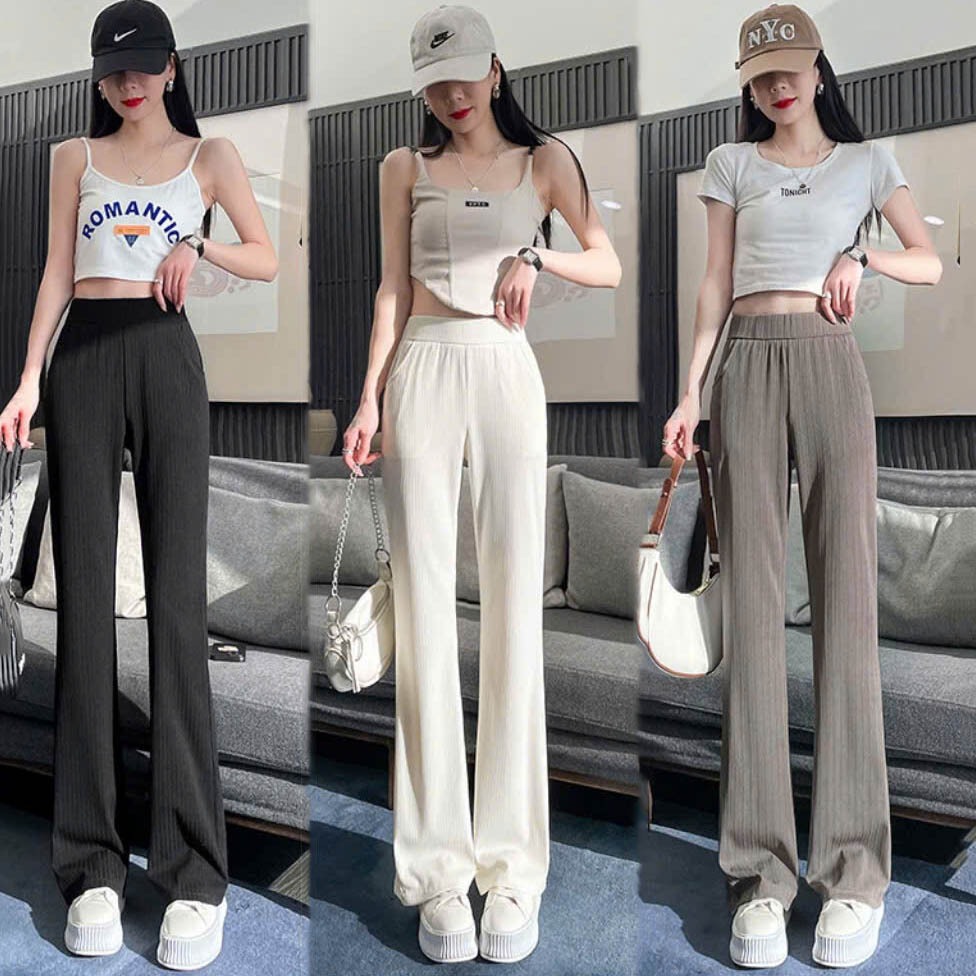 Quần Ống Loe Chất Vải Thun Len Loại Đẹp Form Dáng Dài, Suông Mượt Tôn Dáng Mặc Mát Mẻ Sang Trọng m201
