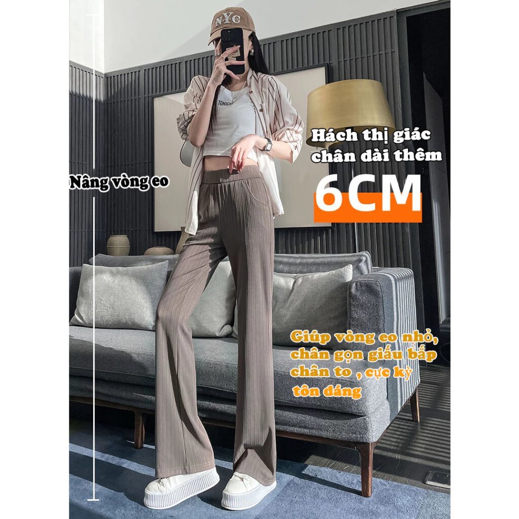 Quần Ống Loe Chất Vải Thun Len Loại Đẹp Form Dáng Dài, Suông Mượt Tôn Dáng Mặc Mát Mẻ Sang Trọng m201