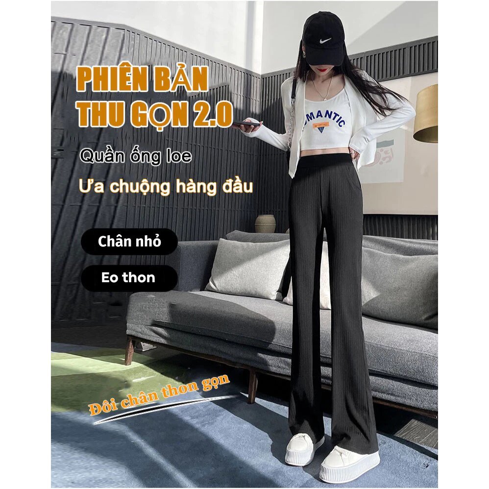 Quần Ống Loe Chất Vải Thun Len Loại Đẹp Form Dáng Dài, Suông Mượt Tôn Dáng Mặc Mát Mẻ Sang Trọng m201
