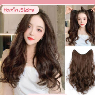 Tóc giả nữ kẹp chữ U dài 55cm kèm ảnh thật xoăn bồng bềnh làm dày tóc cực đẹp HaminStore
