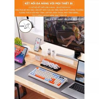 Bộ Bàn Phím Không Dây Bluetooth M96 LED 7 Màu Có Màn Hình, Phím PBT Cao Cấp, Gõ Êm Chống Ồn