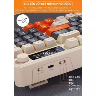 Bộ Bàn Phím Không Dây Bluetooth M96 LED 7 Màu Có Màn Hình, Phím PBT Cao Cấp, Gõ Êm Chống Ồn