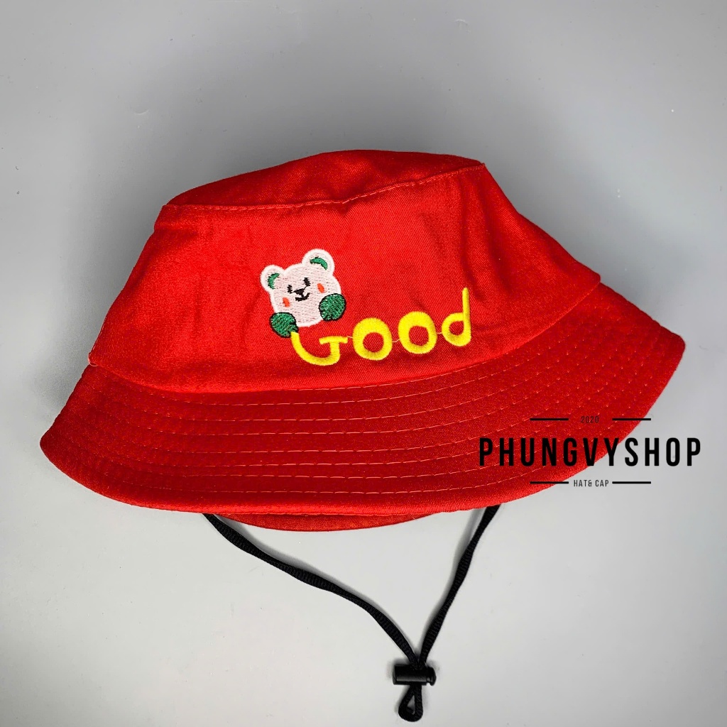 Bé 2-5 Tuổi/ Vòng đầu 52cm_Mũ bucket tai bèo vành cực dễ thương trai gái phungvyshop- Nón BO trung GẤU GOOD REKAKI