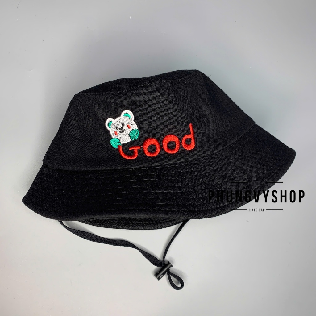 Bé 2-5 Tuổi/ Vòng đầu 52cm_Mũ bucket tai bèo vành cực dễ thương trai gái phungvyshop- Nón BO trung GẤU GOOD REKAKI