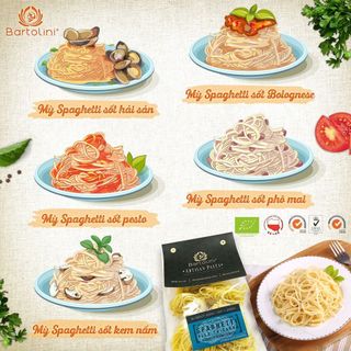 Mì nui ăn dặm hữu cơ cho bé Bartolini, mì nui rau củ nhiều hình dạng