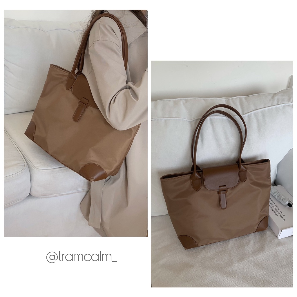 [Trạm Calm] Totebag vải dù phối da basic-tramcalm