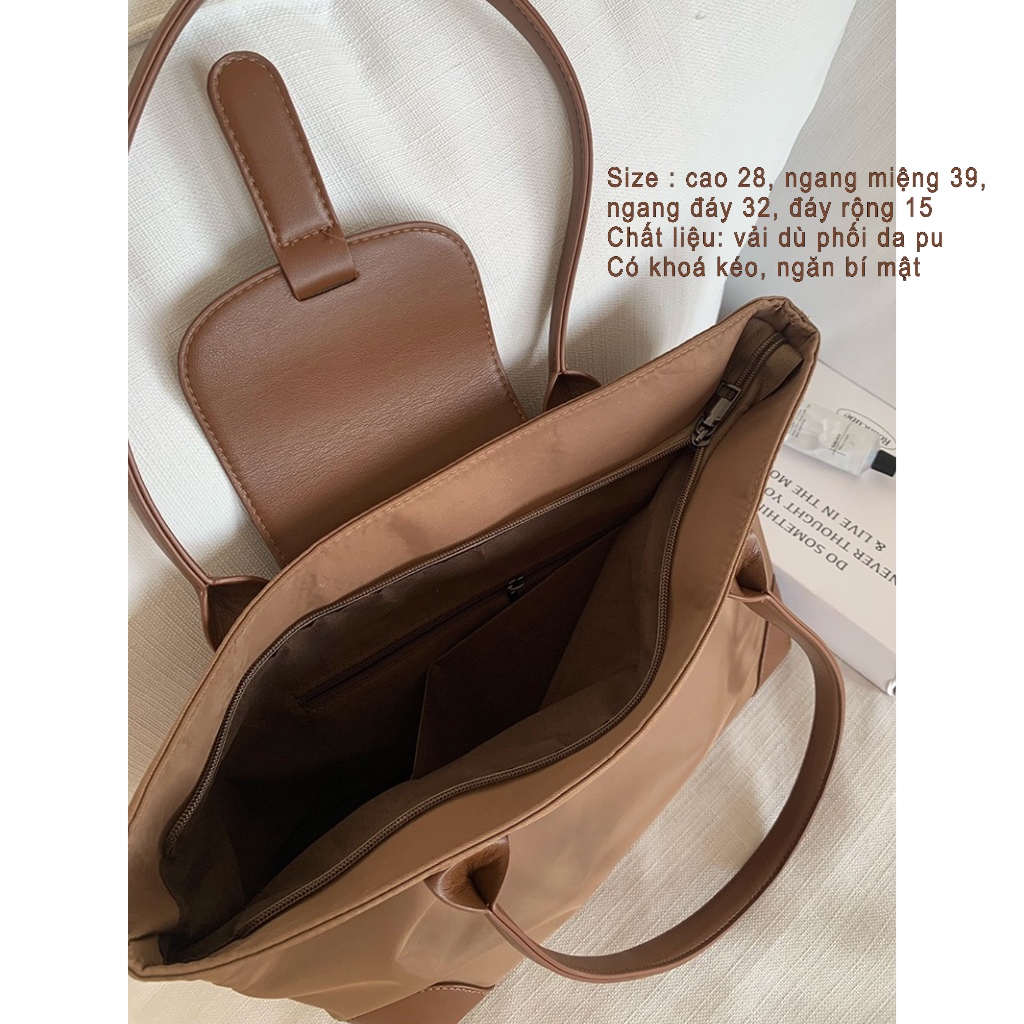 [Trạm Calm] Totebag vải dù phối da basic-tramcalm