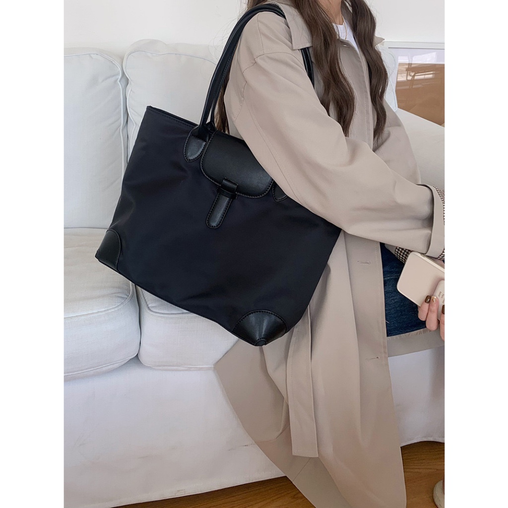 [Trạm Calm] Totebag vải dù phối da basic-tramcalm