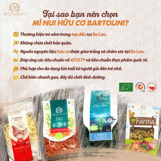 Mì nui ăn dặm hữu cơ cho bé Bartolini, mì nui rau củ nhiều hình dạng