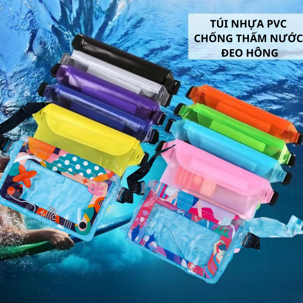 Túi nhựa PVC đeo hông chống thấm nước nhiều màu tiện lợi đi du lịch, đi ...