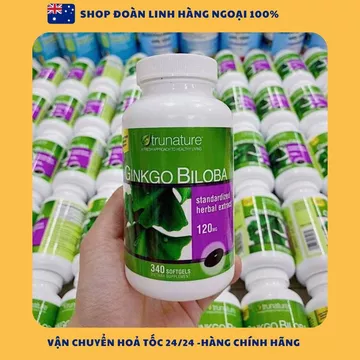 Viên uống bổ não Ginkgo biloba Trunature 340v, Hàng chuẩn đi air, Ginkgo Biloba Trunature 120mg của Mỹ