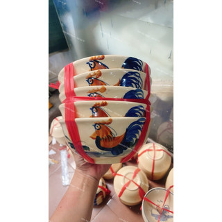 Tô Gốm Vẽ gà Trống/Hoa Nâu/Chỉ Xanh/Phết Xanh/Cá Rồng Nam Bộ Bụng Bự Đường Kính 14cm Men Đẹp - Gốm Xưa Lái