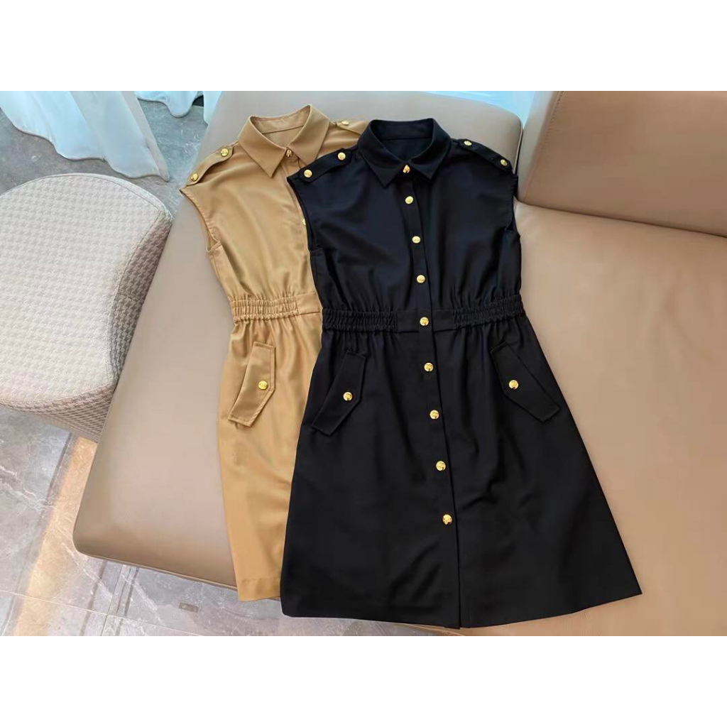 Váy có cổ polo thanh lịch dành cho nữ Kaki Nâu Tây Sang Trọng