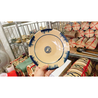 Dĩa Gốm Phết Xanh Cổ Xưa Size Lớn Đường Kính 19.5cm - Gốm Xưa Lái Thiêu Cho Người Hoài Niệm - Gốm Nam Bộ