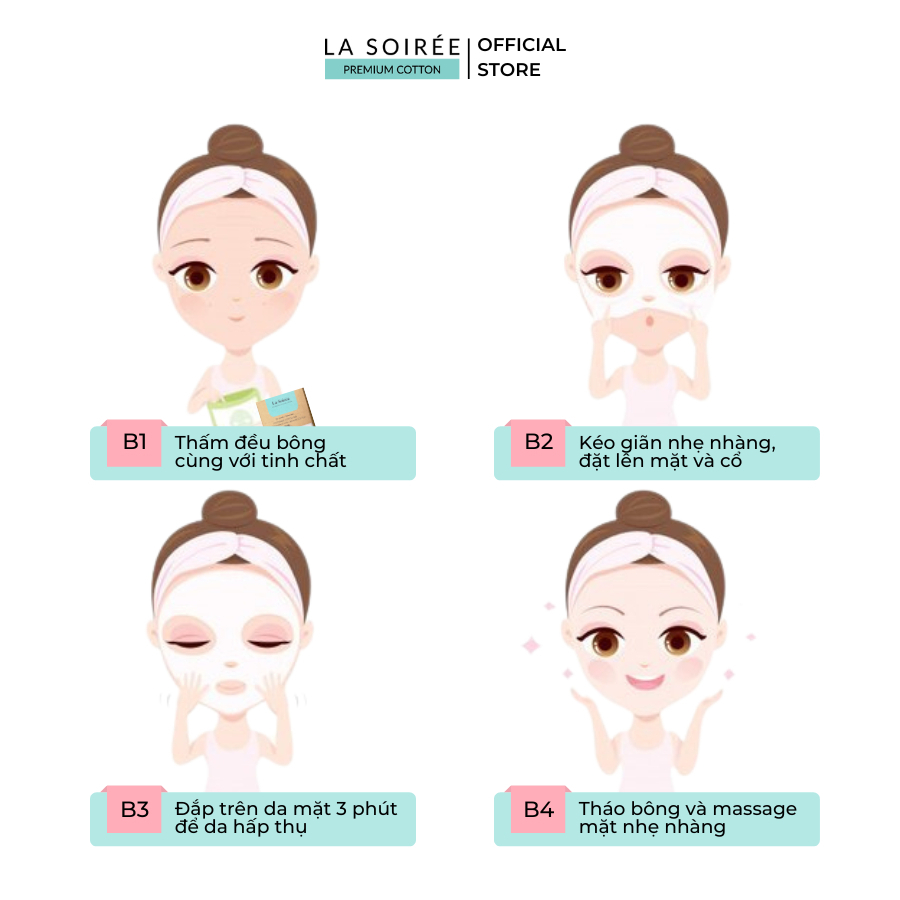 Bông đắp toner co giãn La Soirée 200 miếng làm lotion mask