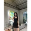 Váy 2 dây hở lưng quyến rũ kèm chocker hoa dành cho nữ gợi cảm