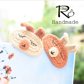 Kẹp tóc thỏ nâu cute bằng len cho nữ và bé gái 5.5cm |Cặp tóc mái xinh xắn |Shop Rô Handmade