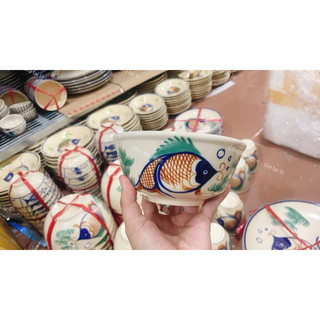 Tô Gốm Vẽ Gà/Chỉ Xanh/Phết Xanh/Cá/Cua Hàng Cao Cấp Size 14cm - Hàng Cực Đẹp Lòng Khôg Chấm Chân - Gốm Xưa Lái Thiêu