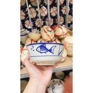 Tô Gốm Vẽ Gà/Chỉ Xanh/Phết Xanh/Cá/Cua Hàng Cao Cấp Size 14cm - Hàng Cực Đẹp Lòng Khôg Chấm Chân - Gốm Xưa Lái Thiêu