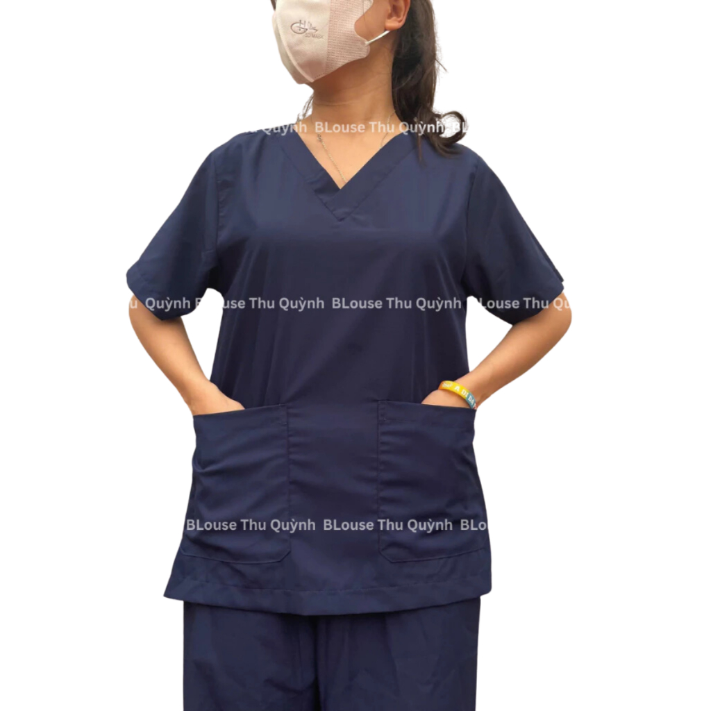 Đồng phục Spa,y tế,Bộ scrubs Bác sĩ,phòng khám,bệnh viện,áo phẫu thuật VẢI LON NHẬT màu xanh than