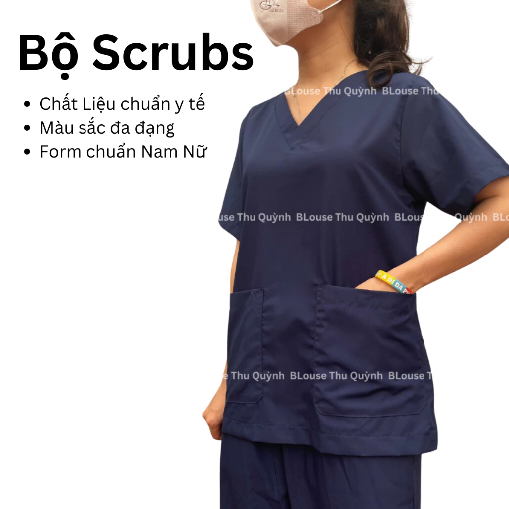 Đồng phục Spa,y tế,Bộ scrubs Bác sĩ,phòng khám,bệnh viện,áo phẫu thuật VẢI LON NHẬT màu xanh than