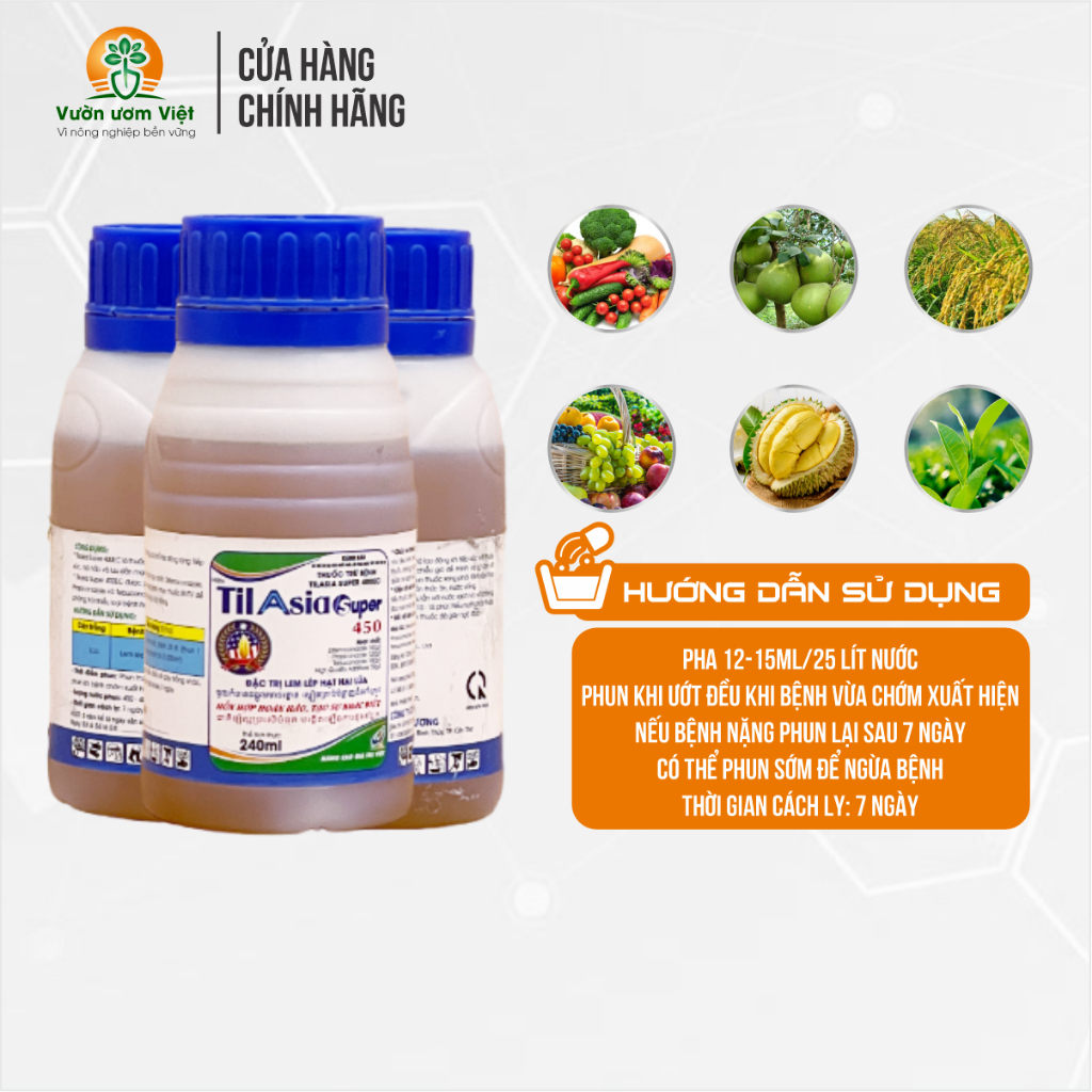 Thuốc trừ bệnh Til Asia 450EC - xử lý thán thư, cháy lá, úng lá, ghẻ sẹo, sương mai,... - 240ml