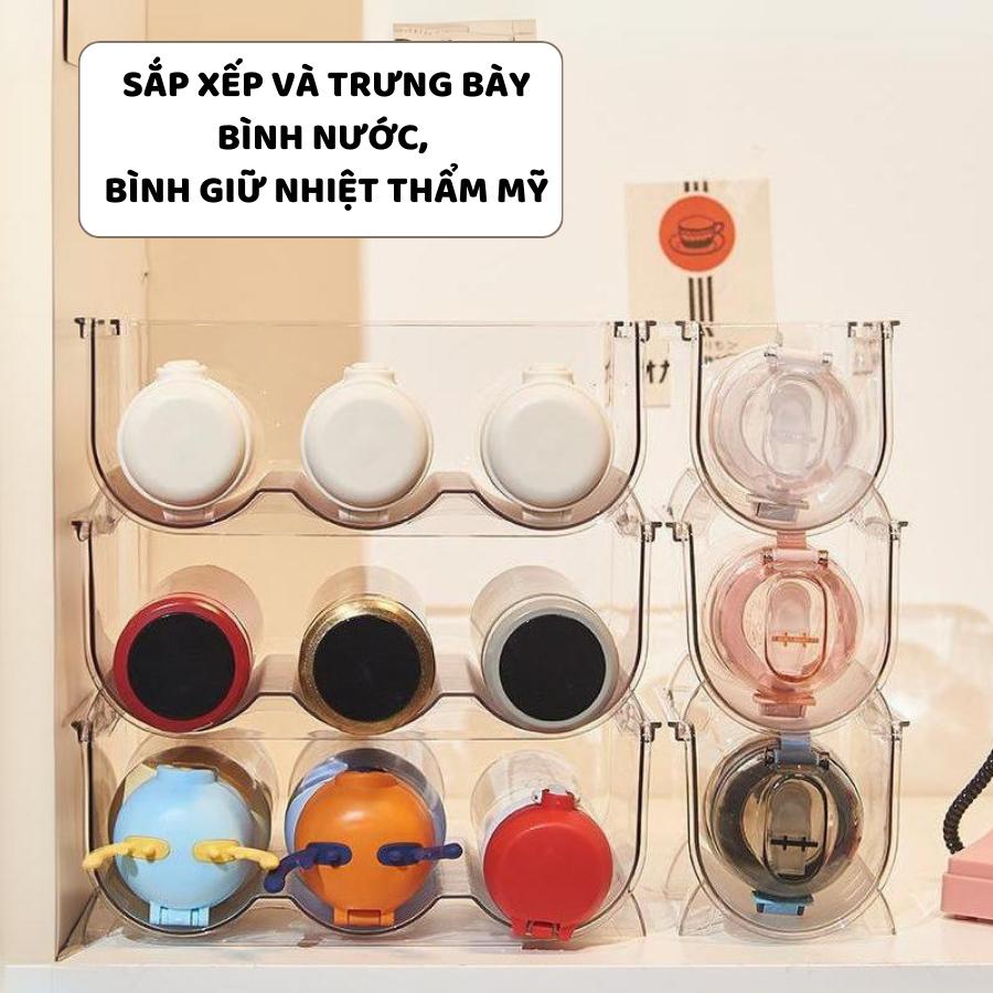 Khay Đựng Bình Nước Trong Suốt ENODA HOME, Khay Nhựa Tiện Lợi Trưng Bày Cốc, Bình Giữ Nhiệt KhayN002