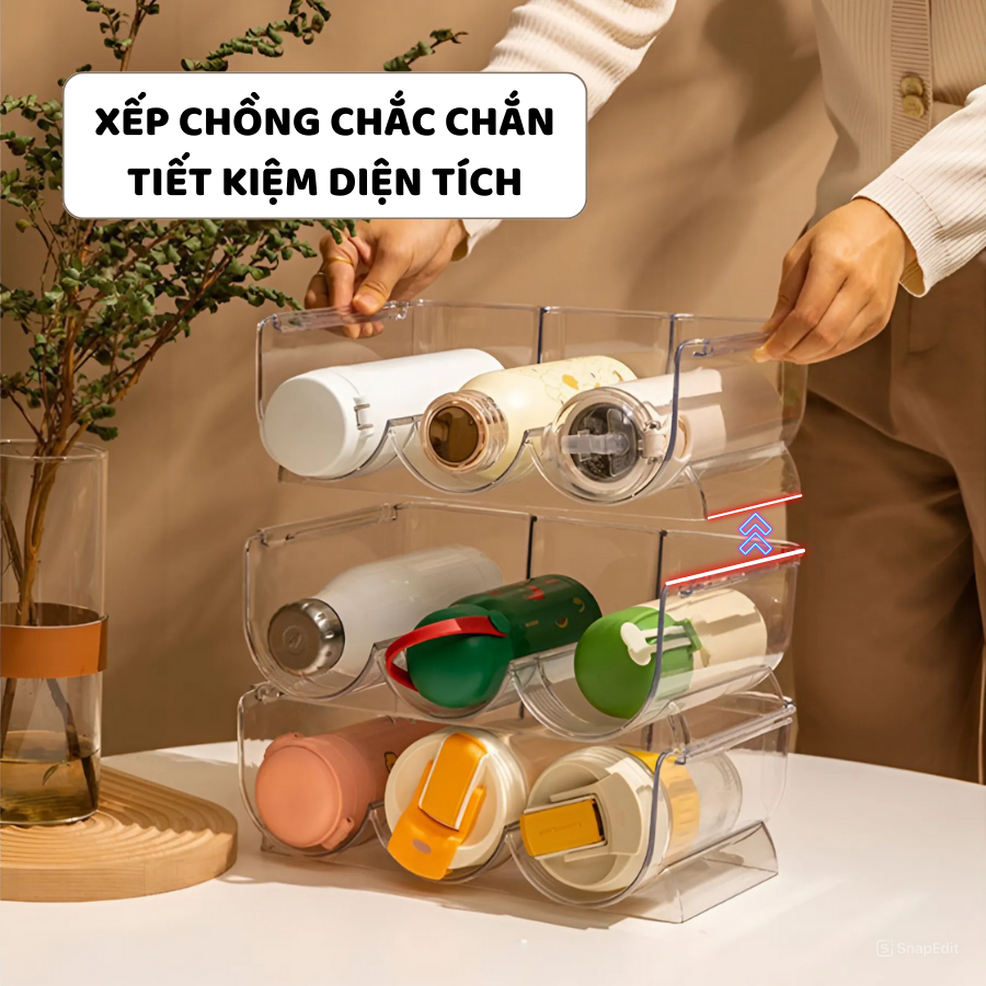 Khay Đựng Bình Nước Trong Suốt ENODA HOME, Khay Nhựa Tiện Lợi Trưng Bày Cốc, Bình Giữ Nhiệt KhayN002