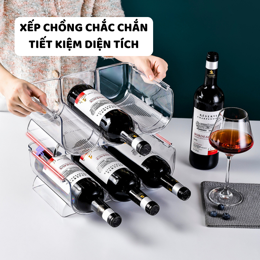 Khay Đựng Rượu Trong Suốt ENODA HOME, Giá Kệ Đựng Rượu Nhiều Ngăn Có Thể Chồng Lên Nhau KhayN002