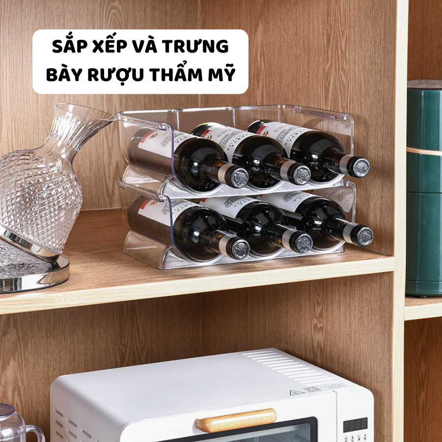 Khay Đựng Rượu Trong Suốt ENODA HOME, Giá Kệ Đựng Rượu Nhiều Ngăn Có Thể Chồng Lên Nhau KhayN002