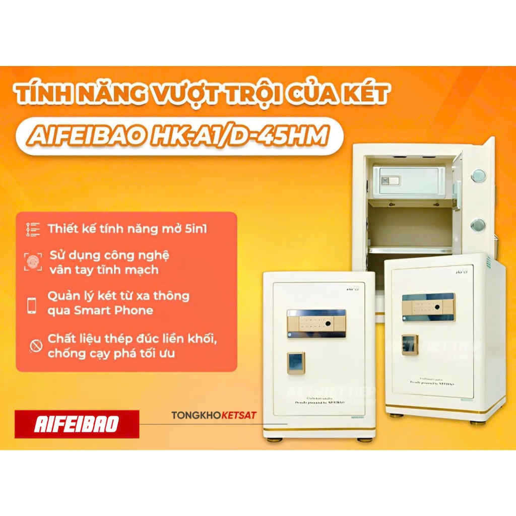 Két sắt vân tay thông minh Aifeibao HM quản lý từ xa bằng Smartphone hiện đại