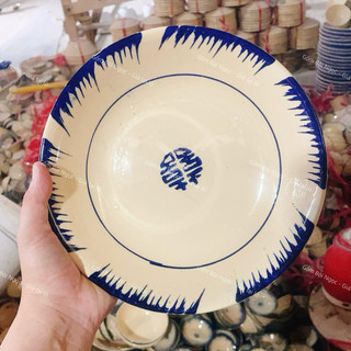 Dĩa Phết Xanh Nam Bộ Lòng Sâu (Ảo Phết) Size Đại Đường Kính 20cm - Gốm Xưa - Gốm Cho Người Hoài Niệm - Gốm Lái Thiêu