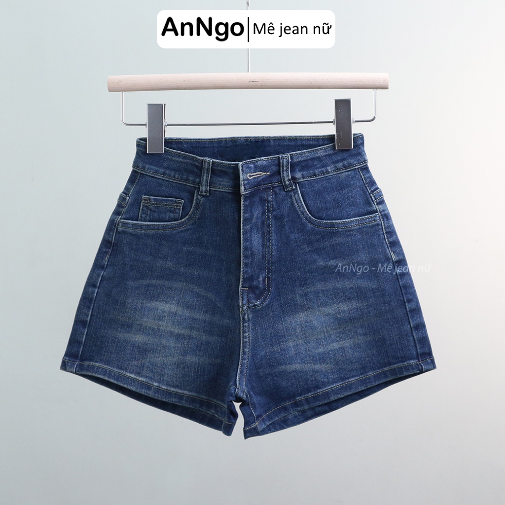 (Co giãn) Quần short jean nữ co giãn lai kiểu chất jean cotton dày dặn Anngo - AT488