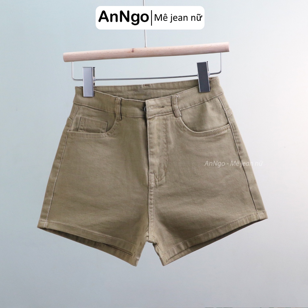 (Co giãn) Quần short jean nữ co giãn lai kiểu chất jean cotton dày dặn Anngo - AT488